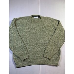 Vintage Bill Blass Mens Textured Knit Sweater Green Crewneck Size Large XXL